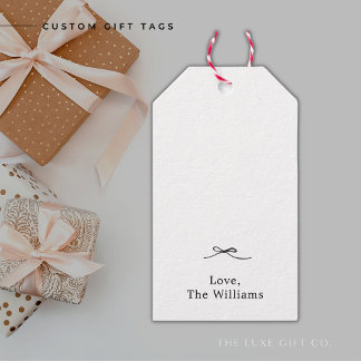 Minimalist Simple Elegant Black Bow Polka Dot Gift Tags