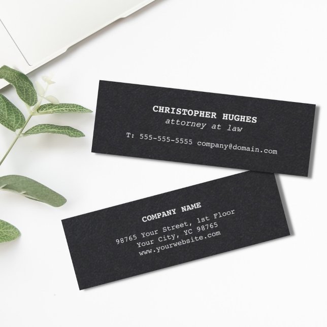 Minimalist Simple Elegant Black White Attorney Mini Business Card (Creator Uploaded)