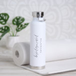Minimalist Simple Elegant Bridesmaid Wedding Water Bottle<br><div class="desc">Modern black and white wedding water bottle featuring a simple and minimalist design with "bridesmaid" in an elegant script along with her name.  A cute and girly gift for your bridesmaids.</div>
