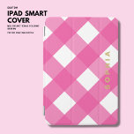 Minimalist Simple Elegant Hot Pink Gold Monogram iPad Mini Cover<br><div class="desc">Introducing our elegant and minimalist iPad Mini cover, featuring a bold and beautiful hot pink large gingham check pattern that is sure to turn heads. Personalize your cover with your own unique touch by adding your name or initials in a simple gold tone font. This cover not only looks great,...</div>