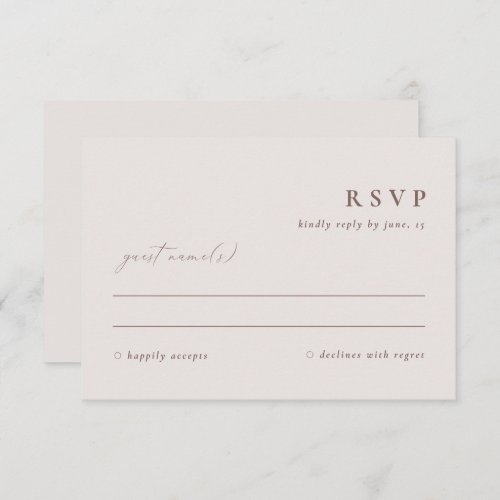 Minimalist Simple Elegant Ivory Beige RSVP Card 