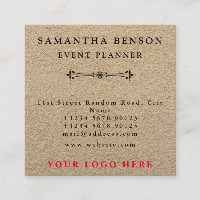 Minimalist simple elegant Kraft Your Logo Square Business Card (Front)
