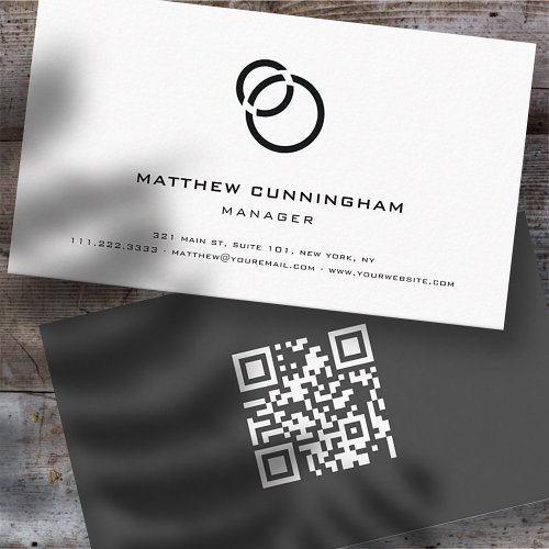 Minimalist Simple Elegant Modern Logo and QR Code Business Card