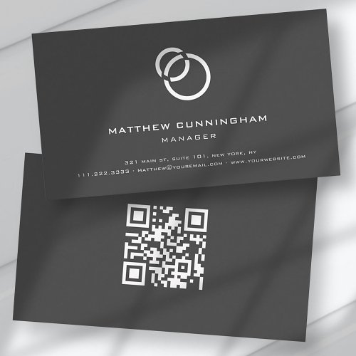 Minimalist Simple Elegant Modern Logo and QR Code Business Card