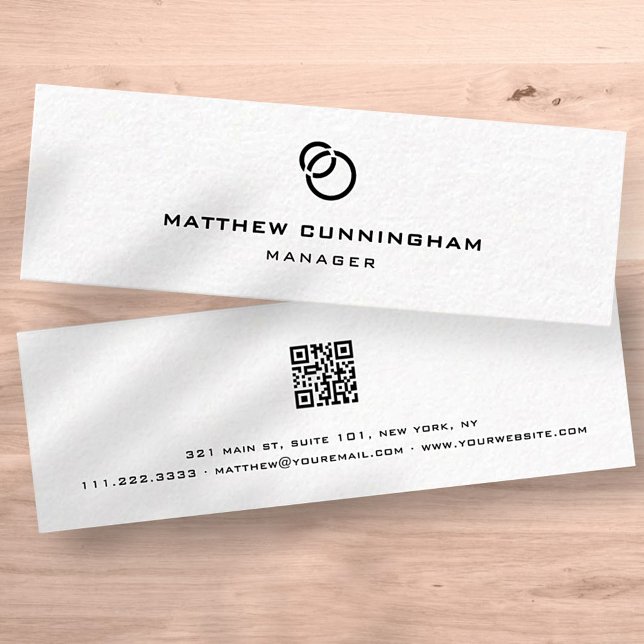 Minimalist Simple Elegant Modern Logo and QR Code Mini Business Card (Creator Uploaded)