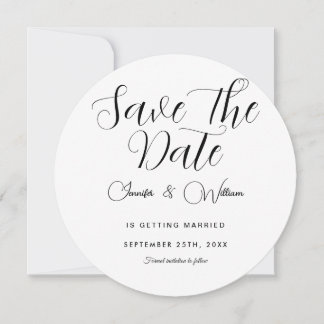 Minimalist Simple Elegant Modern White  Save The Date