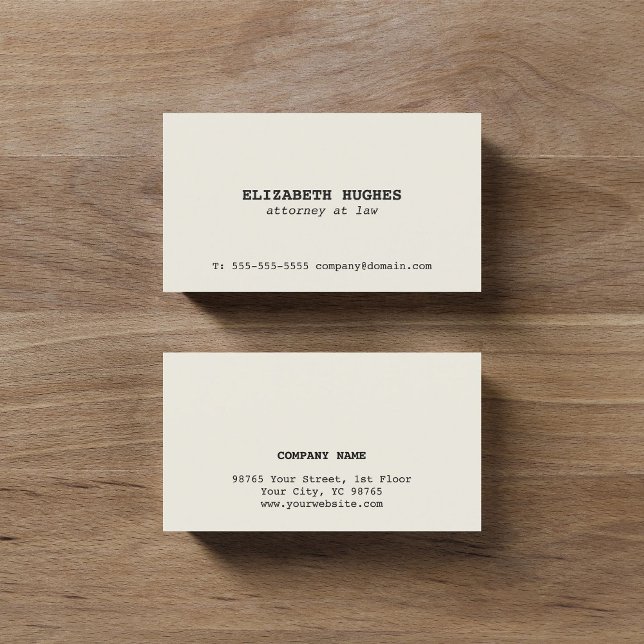 Minimalist Simple Elegant Old White Attorney Business Card (Creator Uploaded)