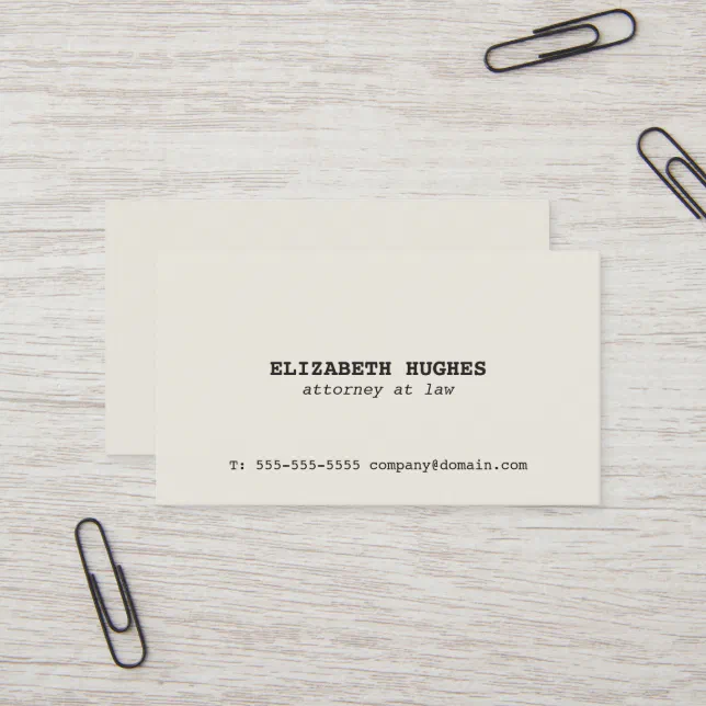 Minimalist Simple Elegant Old White Attorney Business Card | Zazzle