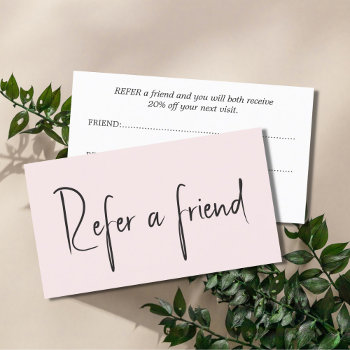 Minimalist Simple Elegant  Pale Rose White Referral Card by pro_business_card at Zazzle