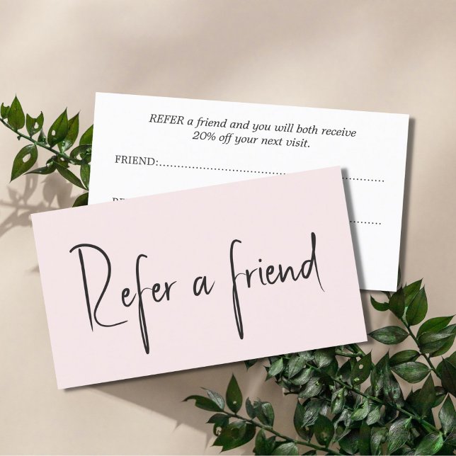 Minimalist Simple Elegant  Pale Rose White Referral Card (Creator Uploaded)