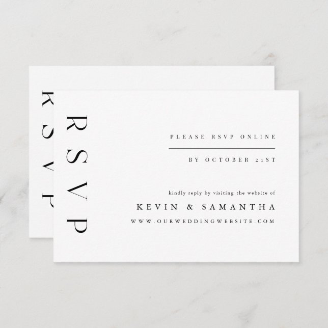 Minimalist simple elegant RSVP QR Code Card (Front/Back)
