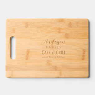 Minimalist Simple Elegant Script Funny Family Name Engraved Cutting Board