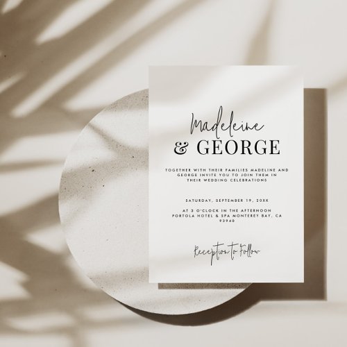 Minimalist simple elegant script photo wedding invitation