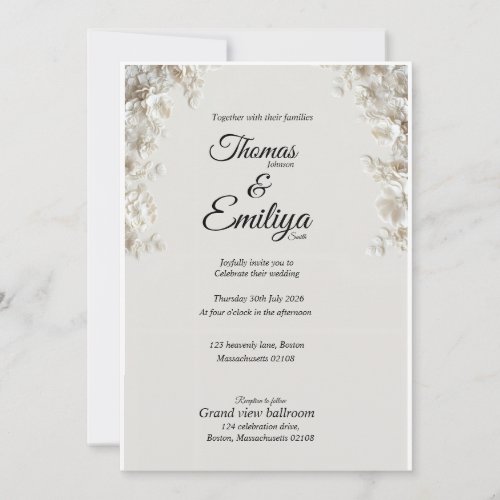 Minimalist simple elegant wedding invitation