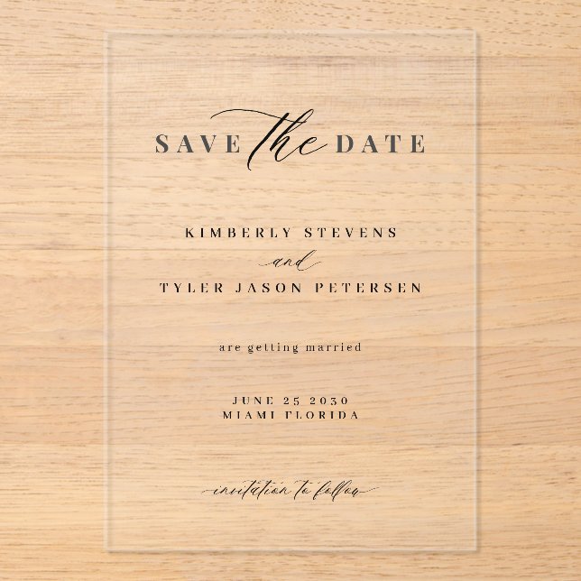 Minimalist simple elegant wedding save the date (Front)