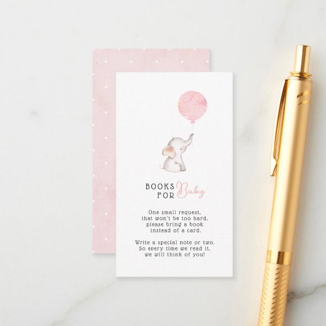 Minimalist simple elephant Baby Shower Book reques Enclosure Card (Front/Back In Situ)