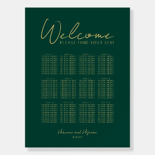 Minimalist Simple Emerald Green Seating Chart Foam Board