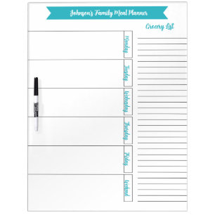 Minimalist Simple Family Meal Planner Dry Erase Board