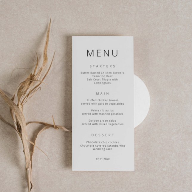 Minimalist Simple Font Wedding Menu Card (Creator Uploaded)