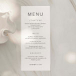 Minimalist Simple Font Wedding Menu Card<br><div class="desc">Designed to coordinate with our Minimalist All In One Collection, this customizable matching wedding menu card features a clean and simple layout, with simple font. For more advanced customization of this design, e.g. changing layout, font or text size please click the "CUSTOMIZE" button above. Please contact me for any questions!...</div>