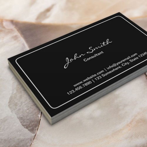 Minimalist Simple Framed Plain Black Business Card