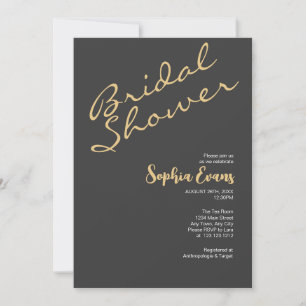 Minimalist & Simple Gold and Gray Bridal Shower Invitation