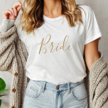 Minimalist Simple Gold Bachelorette Party Bride Tri-Blend Shirt<br><div class="desc">This minimalist simple gold bachelorette party bride tri-blend shirt is perfect for a simple wedding shower. The modern romantic design features classic gold and white typography paired with a rustic yet elegant calligraphy with vintage hand lettered style. Customizable in any color. Keep the design simple and elegant, as is, or...</div>