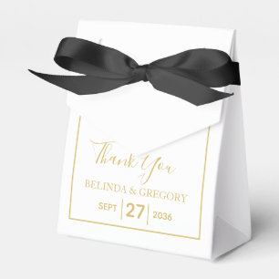 Minimalist Simple Gold Black & White Wedding Favor Boxes