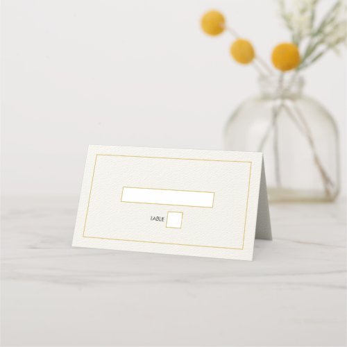 Minimalist Simple Gold Black  White Wedding Place Card