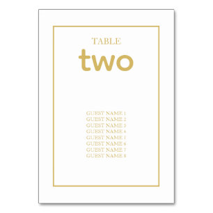 Minimalist Simple Gold Black & White Wedding Table Number