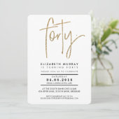 MINIMALIST simple gold glitter 40th FORTY INVITE (Standing Front)