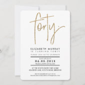 MINIMALIST simple gold glitter 40th FORTY INVITE (Front)