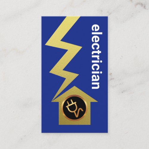 Minimalist Simple Gold Lightning Home Electrician Business Card