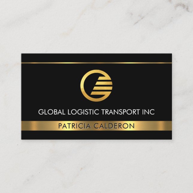 Minimalist Simple Gold Lines Manager CEO Business Card (Front)