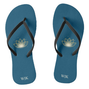 Minimalist Simple Gold Lotus Flower Icon  Flip Flops