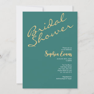 Minimalist Simple Gold Myrtle Green Bridal Shower Invitation