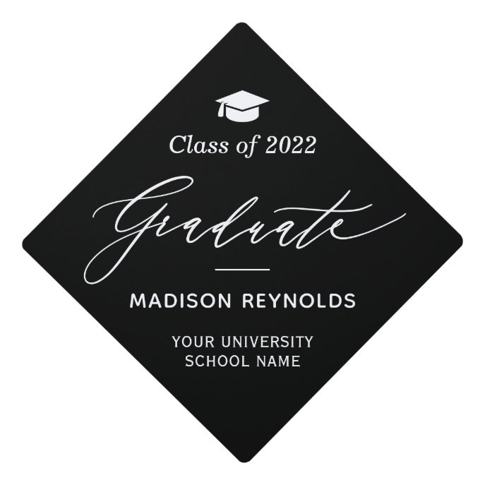 Minimalist Simple Graduate Script Class of 2022 Graduation Cap Topper