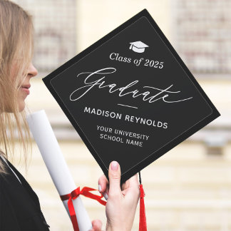 Minimalist Simple Graduate Script Class of 2025 Graduation Cap Topper