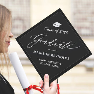 Minimalist Simple Graduate Script Class of 2026 Graduation Cap Topper