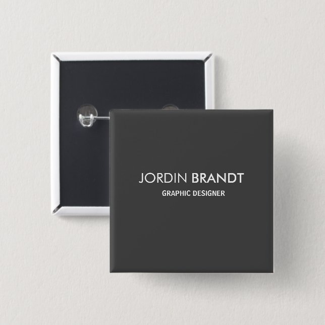 Minimalist simple gray business button (Front & Back)