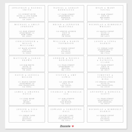 Minimalist Simple Guest Address Labels