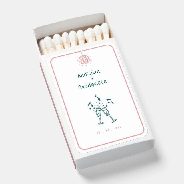 Minimalist Simple Hand Drawn Handwritten wedding Matchboxes (Front Open)