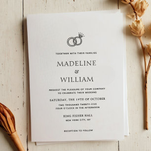 Minimalist Simple Hand Drawn Rings Wedding Invitation
