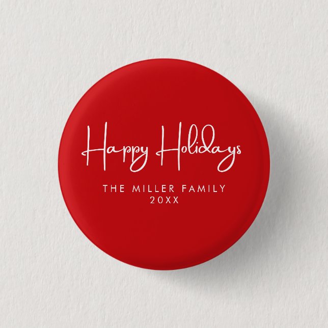 Minimalist Simple Happy holidays  Button (Front)