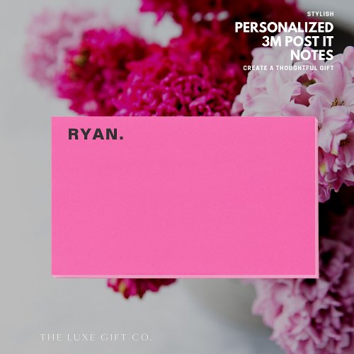 Minimalist Simple Hot Pink Personalized Post_it Notes