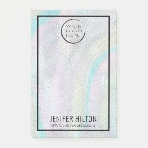 Minimalist simple iridescent holographic your logo post-it notes