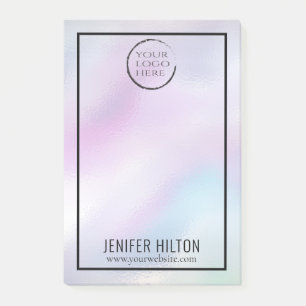 Minimalist simple iridescent holographic your logo post-it notes