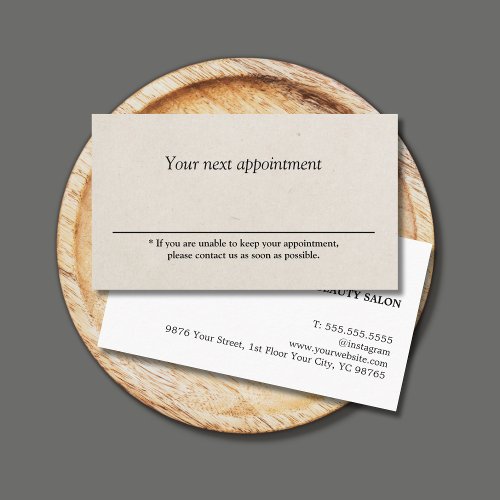 Minimalist Simple Light Beige Beauty Salon Appointment Card