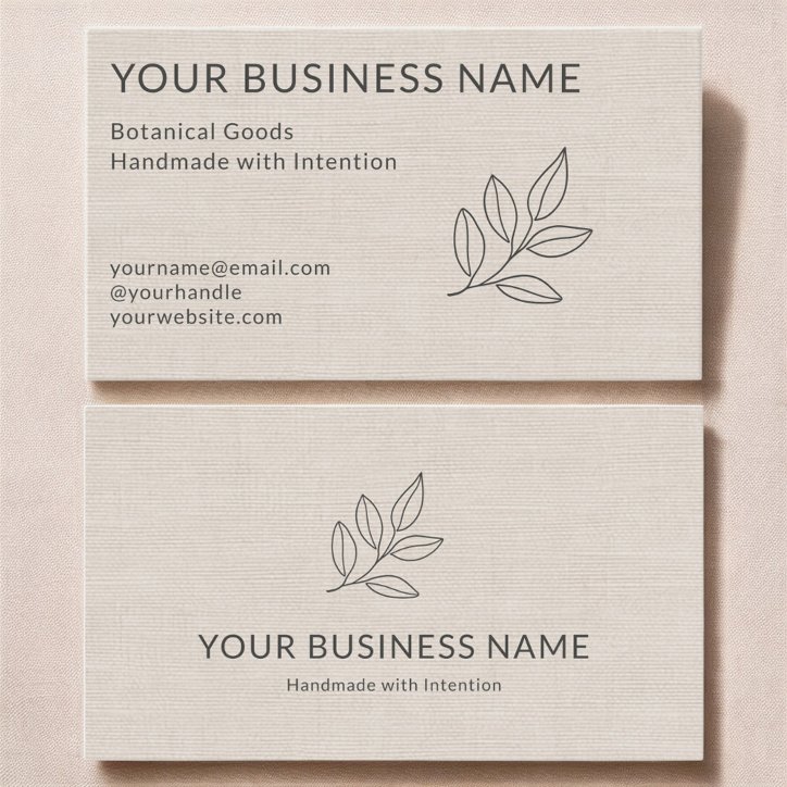Minimalist Simple Linen Botanical Small Business Card