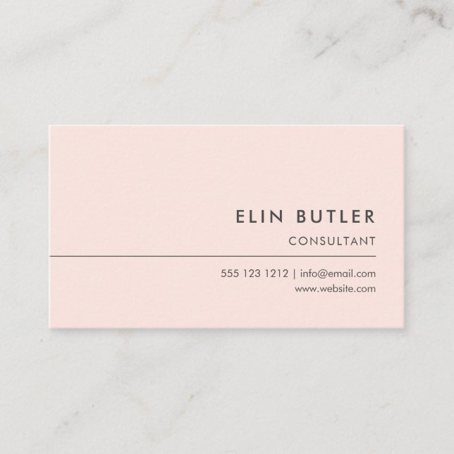 Minimalist Simple Logo Blush Pink Business Card (Front)